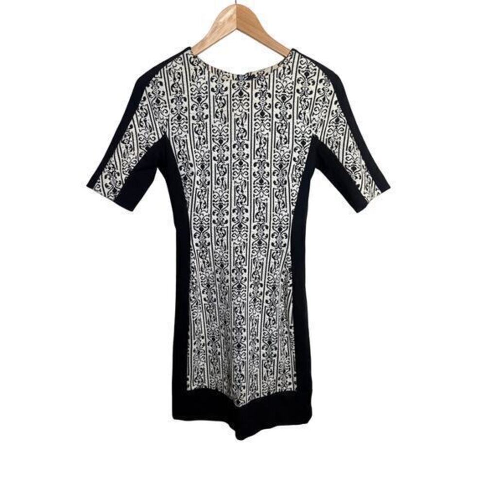 W.G.B. by Walter Baker Black White Scrollwork Printed Mini Dress Size XS